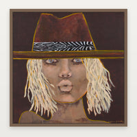 Marcia Priestley Blue Eyes fine art canvas print with Mocha Stained Timber float frame