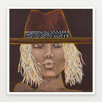 Marcia Priestley Blue Eyes fine art canvas print with White Stained Timber float frame