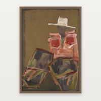 Marcia Priestley Chaps Rodeo fine art canvas print with Mocha Stained Timber float frame
