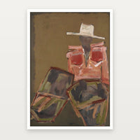 Marcia Priestley Chaps Rodeo fine art canvas print with White Stained Timber float frame