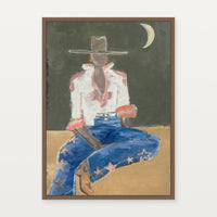 Marcia Priestley Chaps Star fine art canvas print with Mocha Stained Timber float frame
