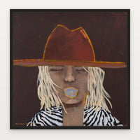 Marcia Priestley Honeysuckle fine art canvas print with Black Stained Timber float frame