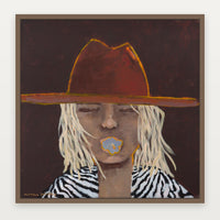 Marcia Priestley Honeysuckle fine art canvas print with Mocha Stained Timber float frame
