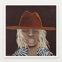 Marcia Priestley Honeysuckle fine art canvas print with White Stained Timber float frame