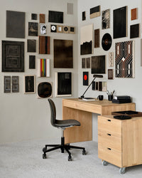 Ethnicraft Wave Desk - 1 Drawer, styled in a room setting