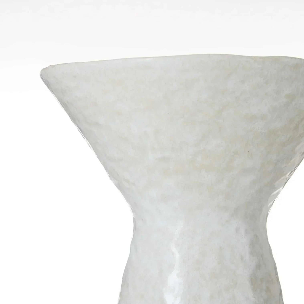 White Vance Vessel ceramic decor with reactive glaze and tapered cone silhouette