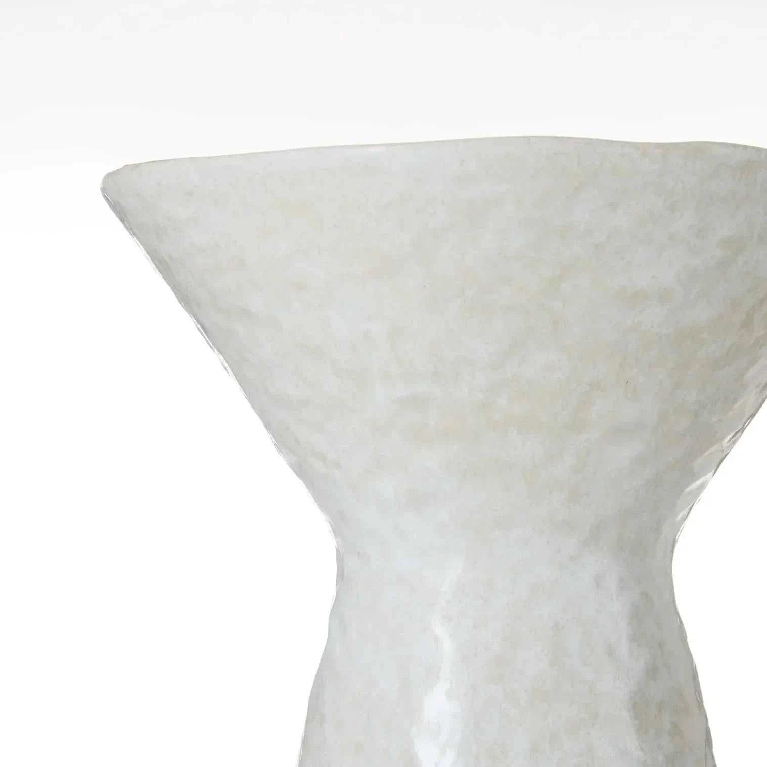 White Vance Vessel ceramic decor with reactive glaze and tapered cone silhouette