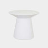 Globe West Livorno round white side table with fibrestone and resin construction for indoor and outdoor use