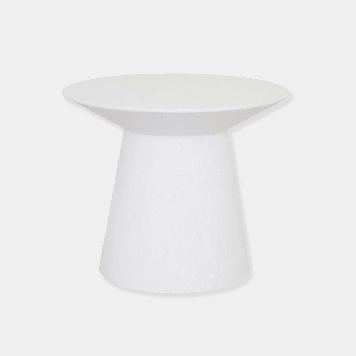 Globe West Livorno round white side table with fibrestone and resin construction for indoor and outdoor use