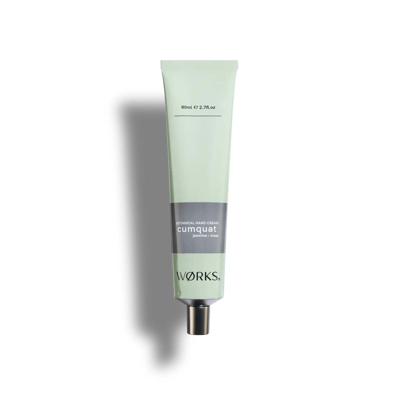 Works Hand Cream Tube cumquat scent in eco-friendly recyclable aluminium packaging, 80ml size