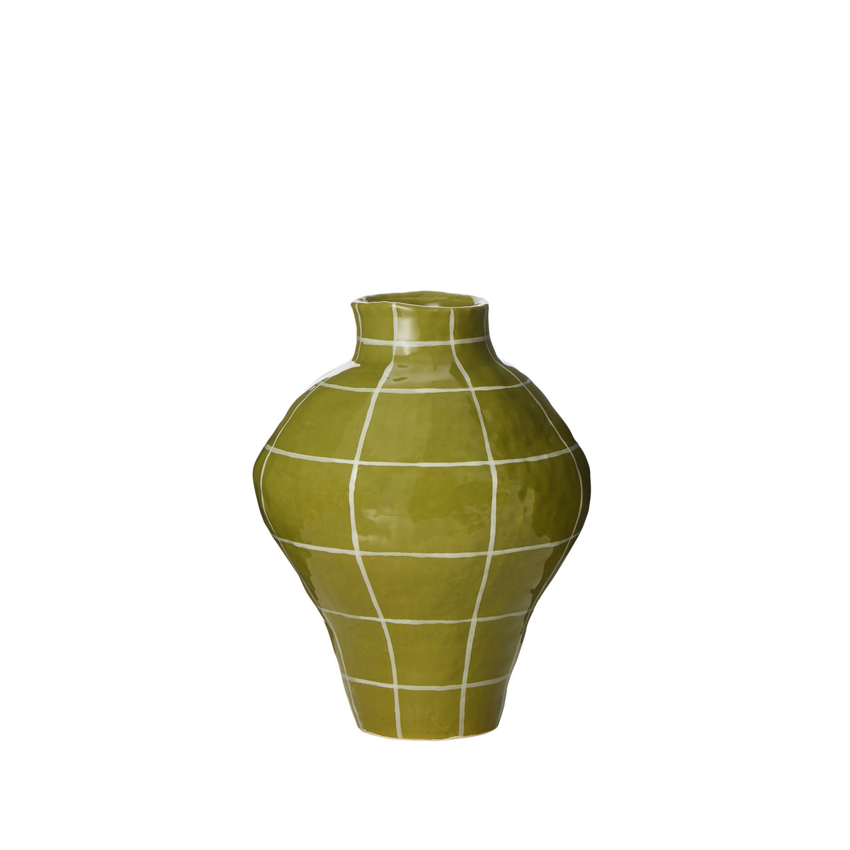 Amalfi Eden Check Vase in Green Check
