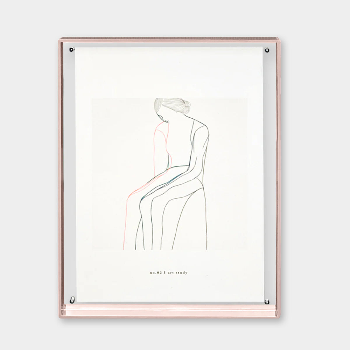 norsu blush acrylic box gallery frame with minimalist line art inside