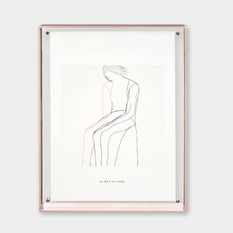 norsu blush acrylic box gallery frame with minimalist line art inside
