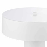 White Thiago Metal Table Lamp with cylindrical base and wide circular shade, modern iron design for home decor
