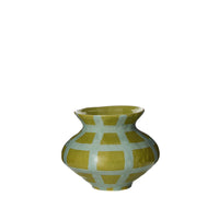 Heirloom Check Vase in Olive/Blue