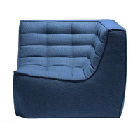 Blue Ethnicraft Sofa N701 corner module with quilted upholstery and modern design