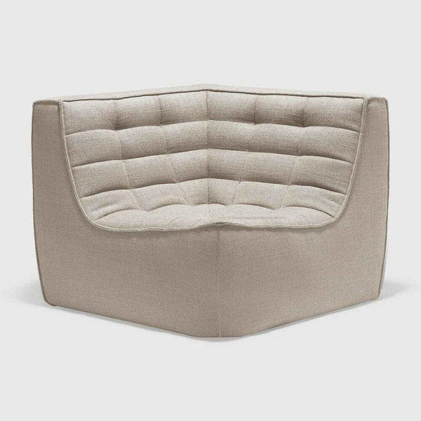 Ethnicraft Sofa N701 corner unit in dark beige fabric with cushioned backrest and seating, modern modular design