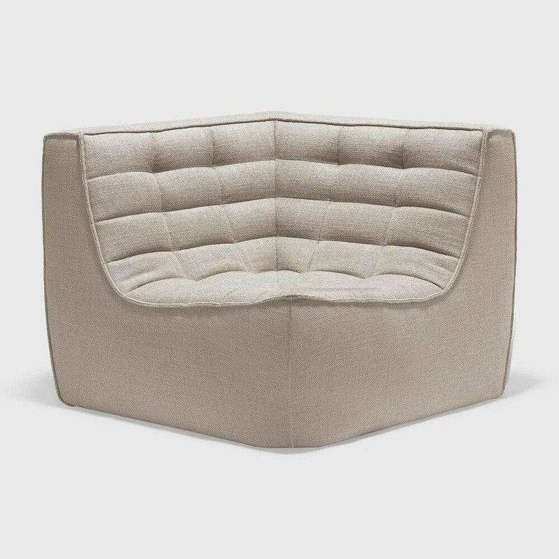 Ethnicraft Sofa N701 corner unit in dark beige fabric with cushioned backrest and seating, modern modular design