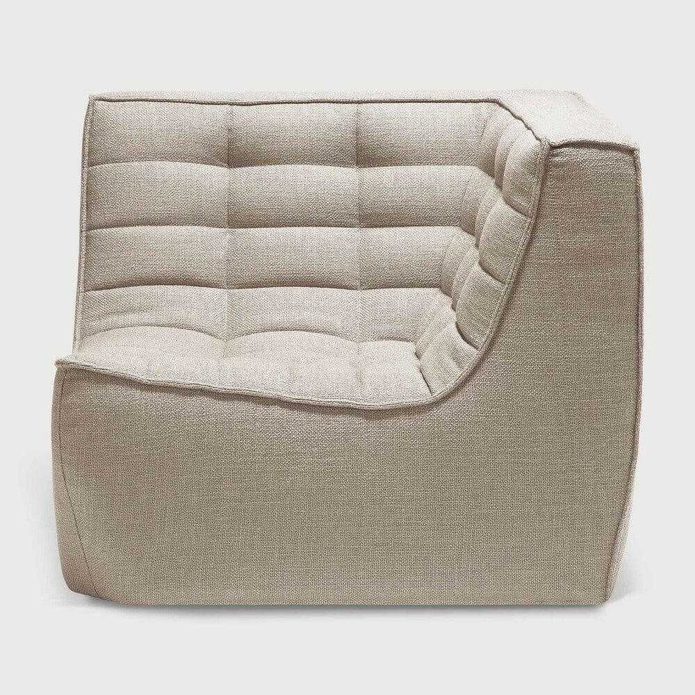 Ethnicraft Sofa N701 Corner module in dark beige fabric with tufted cushioning and modern design
