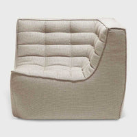 Ethnicraft Sofa N701 Corner module in dark beige fabric with tufted cushioning and modern design