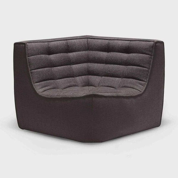 Dark grey Ethnicraft Sofa N701 corner module with tufted upholstery and cushioned seating.