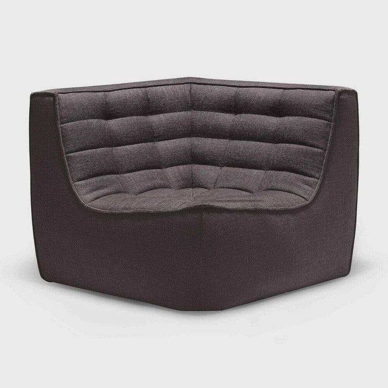 Dark grey Ethnicraft Sofa N701 corner module with tufted upholstery and cushioned seating.