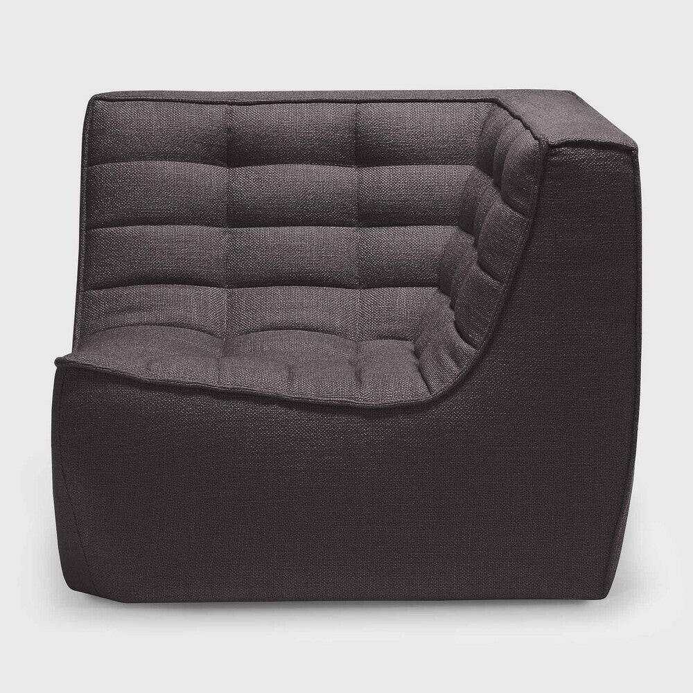 Dark grey Ethnicraft Sofa N701 corner module with tufted upholstery and modern design