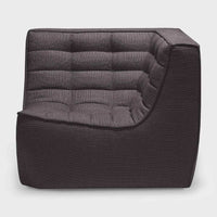 Dark grey Ethnicraft Sofa N701 corner module with tufted upholstery and modern design