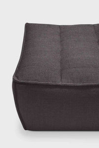 Dark grey Ethnicraft Footstool Sofa N701 with high-density foam and hardwood frame.