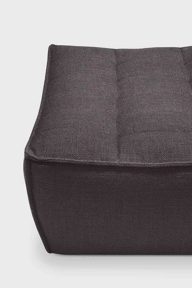 Dark grey Ethnicraft Footstool Sofa N701 with high-density foam and hardwood frame.