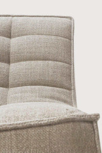Ethnicraft Sofa N701 single-seater in dark beige upholstery with cushioned backrest and high-density foam cushioning