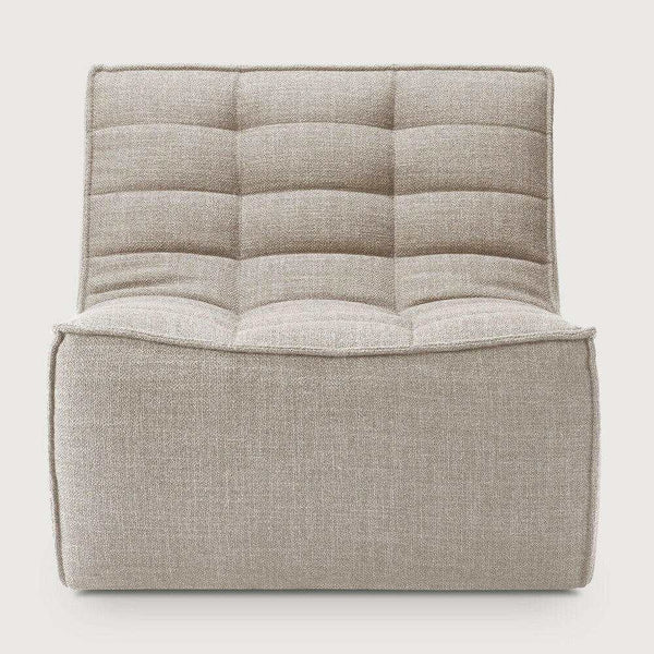 Dark beige Ethnicraft N701 single-seater sofa with cushioned back and hardwood frame