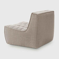 Dark beige Ethnicraft N701 one-seater sofa module with tufted upholstery and hardwood frame