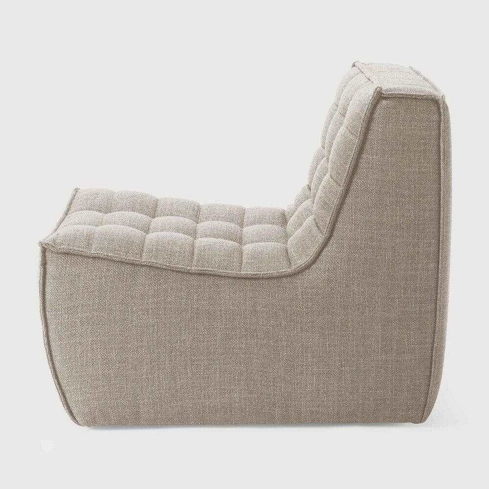 Ethnicraft Sofa N701 single seater in dark beige fabric with tufted cushioning and modern design