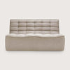 Ethnicraft Sofa N701 2-seater in dark beige with tufted upholstery and modern low-profile design.