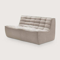 Ethnicraft Sofa N701 dark beige two-seater with tufted upholstery and sleek modern design