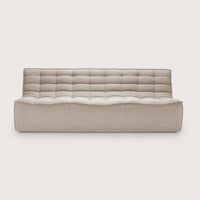 Ethnicraft Sofa N701 three-seater in dark beige with tufted cushions and modern minimalist design