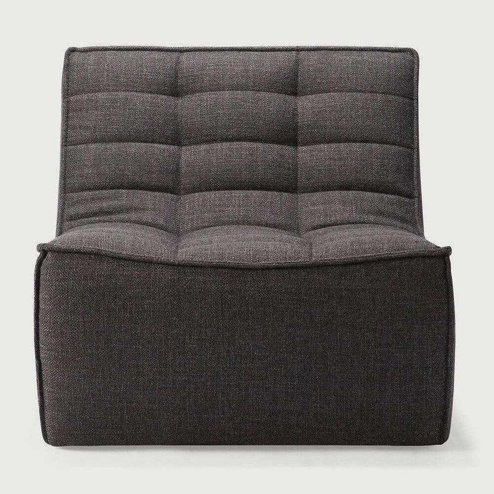 Dark grey Ethnicraft Sofa N701 1-seater with tufted upholstery and modern design