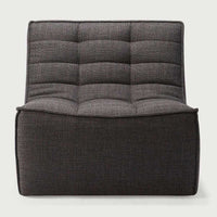 Dark grey Ethnicraft Sofa N701 1-seater with tufted upholstery and modern design