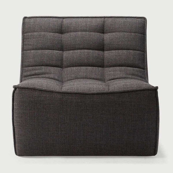 Dark grey Ethnicraft Sofa N701 1-seater with tufted upholstery and modern design