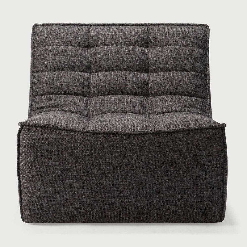 Dark grey Ethnicraft Sofa N701 1-seater with tufted upholstery and modern design