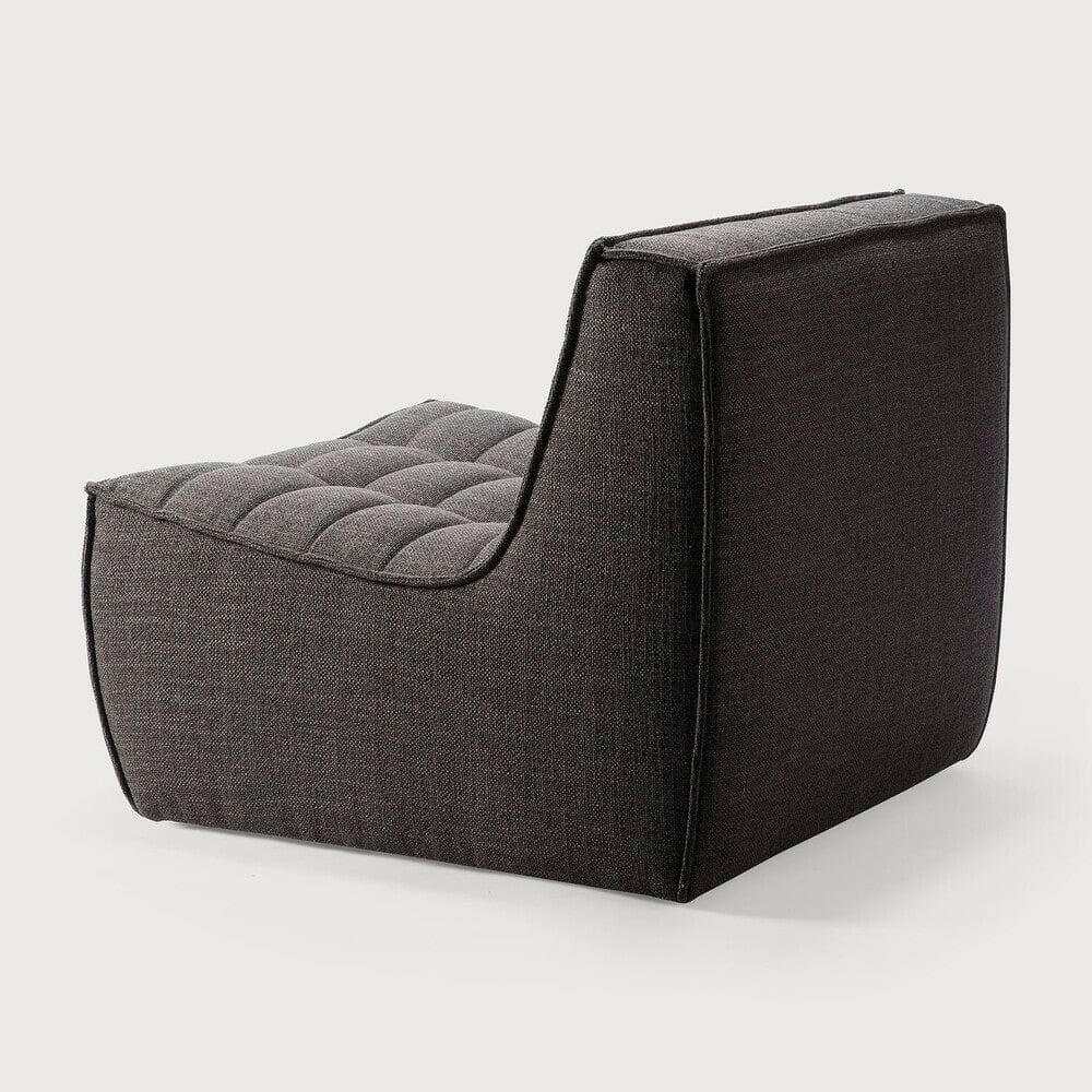Dark grey Ethnicraft Sofa N701 single seater with tufted cushion and modern design
