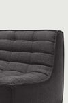 Dark grey Ethnicraft Sofa N701 two-seater with cushioned upholstery and hardwood frame