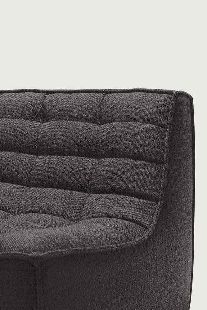 Dark grey Ethnicraft Sofa N701 two-seater with cushioned upholstery and hardwood frame