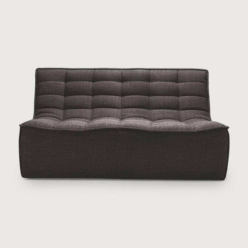 Dark grey Ethnicraft Sofa N701 two-seater with tufted upholstery and modern design