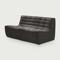 Dark grey Ethnicraft Sofa N701 2-seater with tufted upholstery and modern design