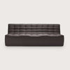 Ethnicraft Sofa N701 three-seater in dark grey fabric with tufted cushions and smooth modern design