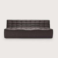 Ethnicraft Sofa N701 three-seater in dark grey fabric with tufted cushions and smooth modern design