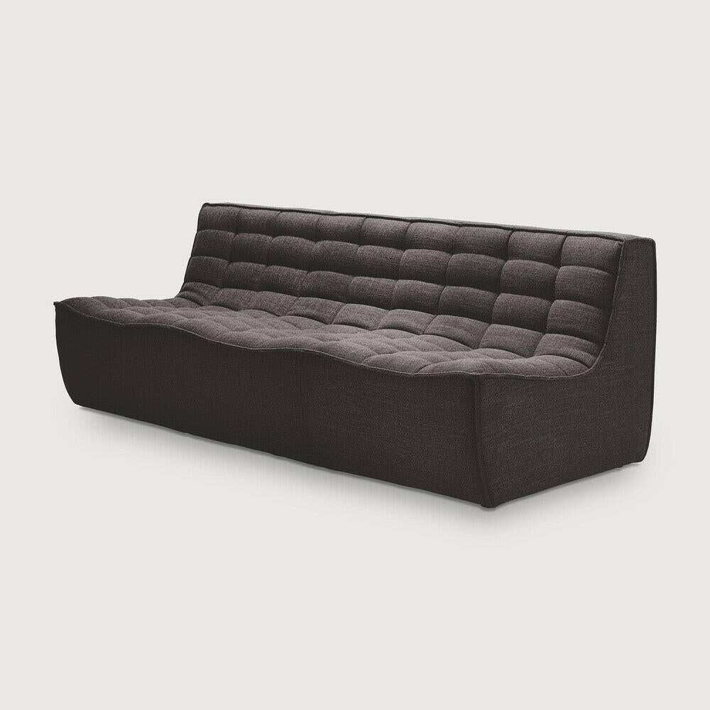 Ethnicraft Sofa N701 dark grey three-seater with tufted upholstery and modern design