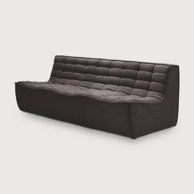 Ethnicraft Sofa N701 dark grey three-seater with tufted upholstery and modern design